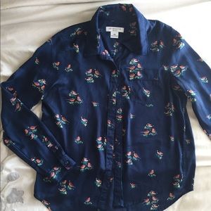 Blue button up blouse